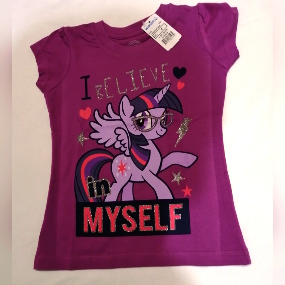 🔥SALE🔥 My Little Pony Unicorn I Believe in Myself Girl's T-shirt NWT Sz 4 & 5